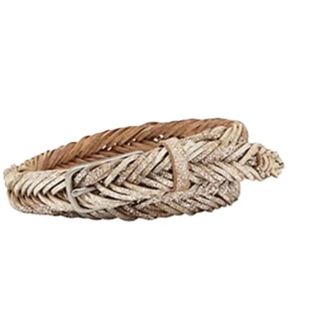 Fossil Fishtail Braided Silver Belt NWT Size L